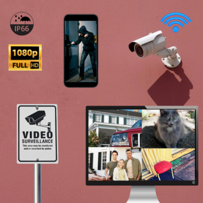 Kit Videosorveglianza 4 Canali Con Monitor HD Infrarossi + NVR