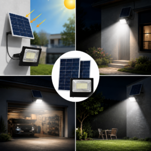 Faro LED 2000W con Doppio Pannello Solare | IP67 Crepuscolare, Alta Efficienza Faro LED 2000W con Doppio Pannello Solare | IP67 Crepuscolare, Alta Efficienza
