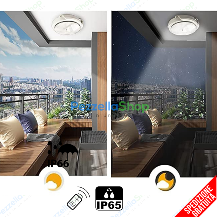 Plafoniera Con Pannello Solare 400w Crepuscolare 6500K