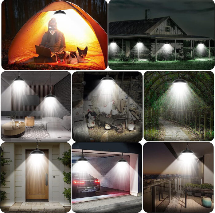 Kit 2 Lampadari a Soffitto Pannello Solare Ip65 Plafoniere esterne