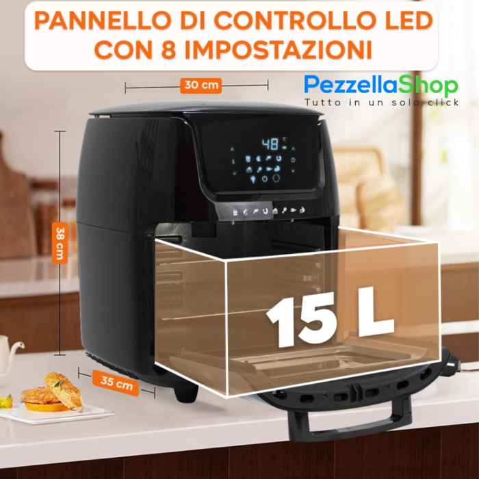 Friggitrice XXL ad Aria Jordan 15L 1800W Forno 8 Modalità Display Touch