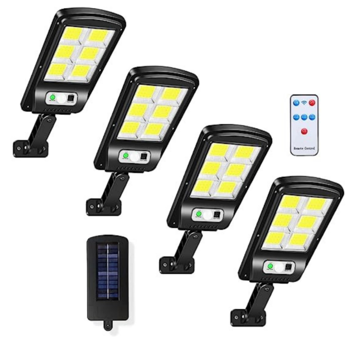 Kit 4 Lampioni Faretti Con Pannello Solare Led Sensore Di Movimento Crepuscolare Esterno