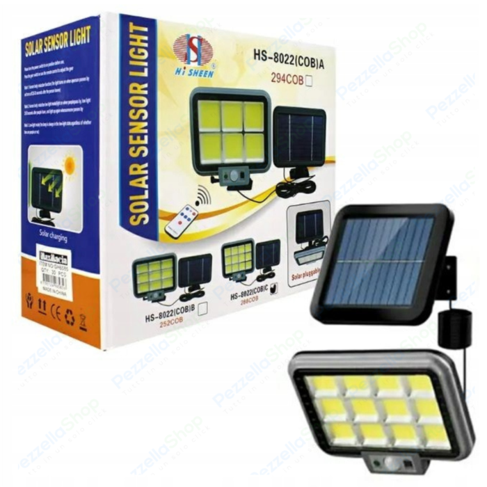 Faro Faretto con Pannello Solare 252 led COB Sensore Di Movimento