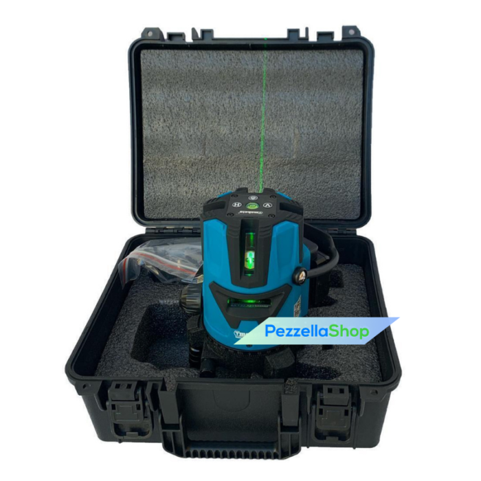 Livella Laser Autolivellante 5 Linee 360° a Batteria Con Telecomando e Valigetta
