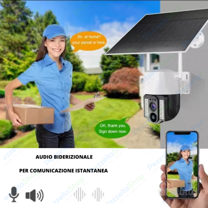 Telecamera Solare PTZ 4G | 360° Infrarossi, Ricarica Solare, Controllo da Remoto