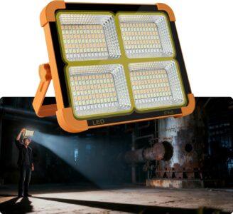 Faro Led Solare Ricaricabile Da Lavoro 300w Luce Fredda e Calda RGB Power bank