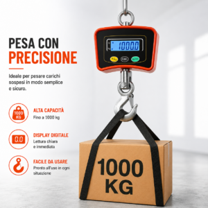 Bilancia Industriale 1000 kg | Elettronica, Display LED, Gancio per Gru Bilancia Industriale 1000 kg | Elettronica, Display LED, Gancio per Gru