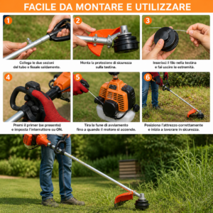 Decespugliatore a Scoppio 52 cc | Motore 2 Tempi a Benzina per Taglio Perfetto Decespugliatore a Scoppio 52 cc | Motore 2 Tempi a Benzina per Taglio Perfetto