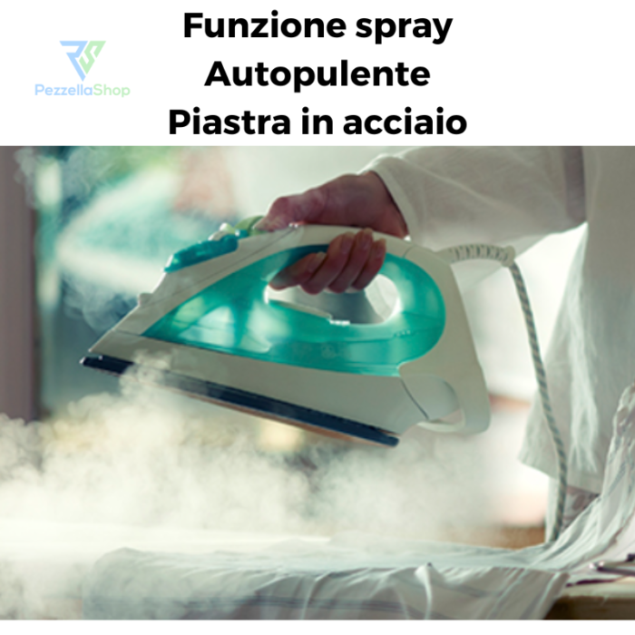 Ferro Da Stiro 2200W Funzione Spray Vapore Piastra Acciaio Inox Autopulente