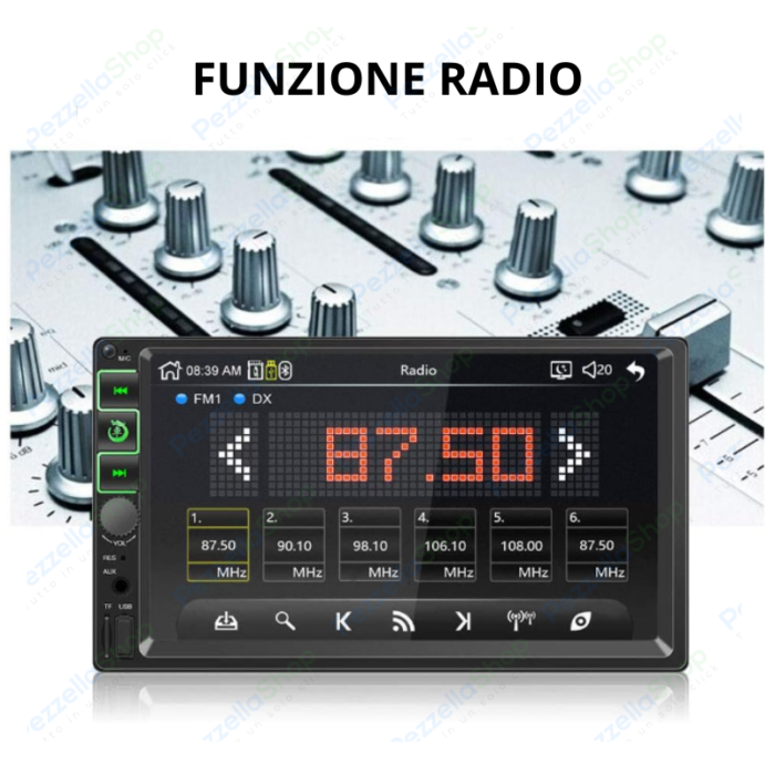 Autoradio 2 Din 7 Pollici Mirror Link Bluetooth Touchscreen USB MP5 Auto