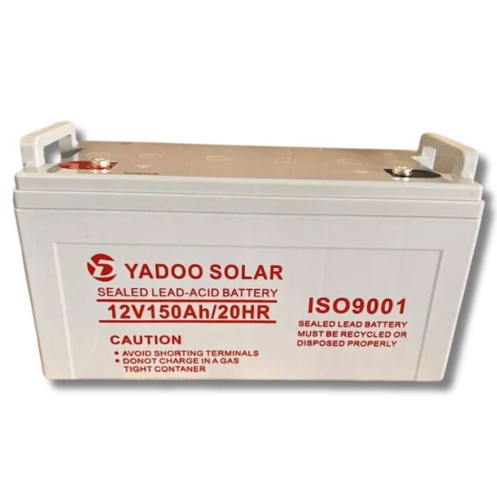 a white battery with red text