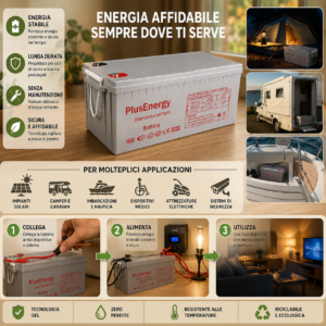 Batteria GEL 200Ah 12V Accumulo Fotovoltaico Camper Caravan Baita Batteria GEL 200Ah 12V Accumulo Fotovoltaico Camper Caravan Baita