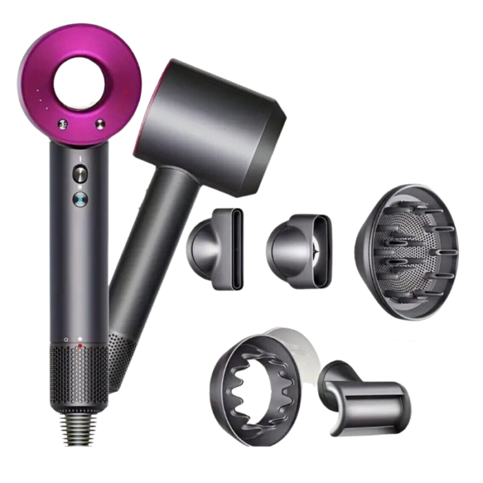 Phon Professionale Ionico 1800W con 5 Accessori – Asciugacapelli Supersonico per Capelli Lisci, Ricci e Anticrespo