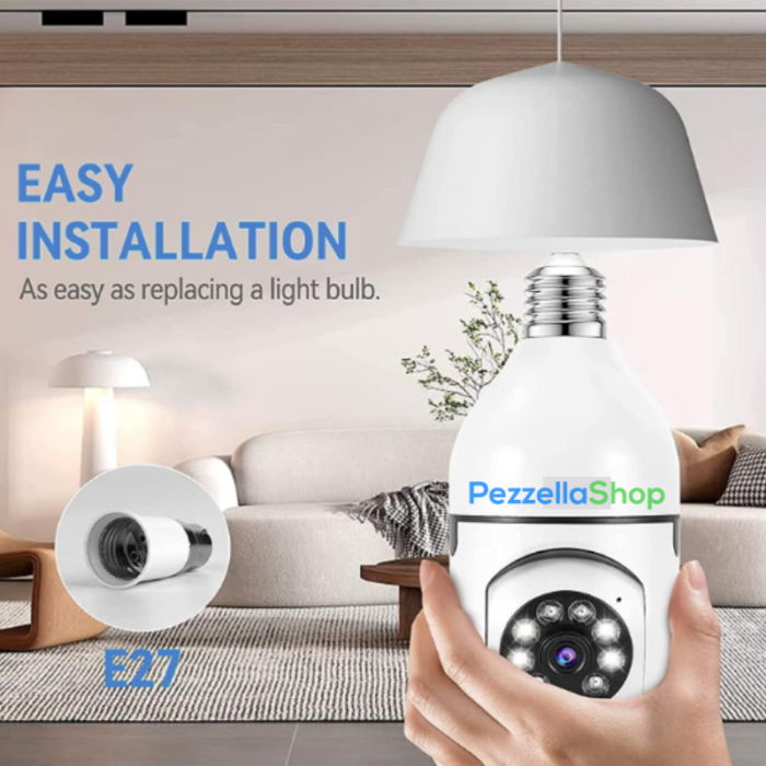 Telecamera Wif-Fi 360° Bulbo Lampadina 1080p Videocamera Visione Notturna a Colori con Applicazione per Cellulare