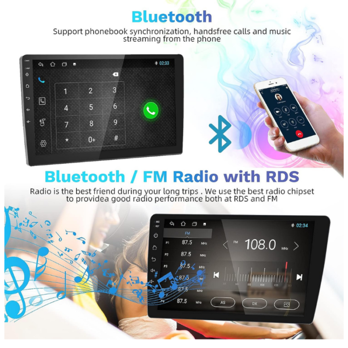 Autoradio 9 Pollici Android GPS Touch Screen 2 Din Bluetooth Navigazione GPS WiFi Mirror Link Radio FM RDS