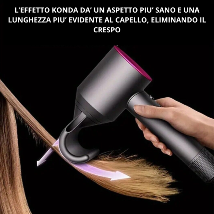Phon Professionale Ionico 1800W con 5 Accessori – Asciugacapelli Supersonico per Capelli Lisci, Ricci e Anticrespo