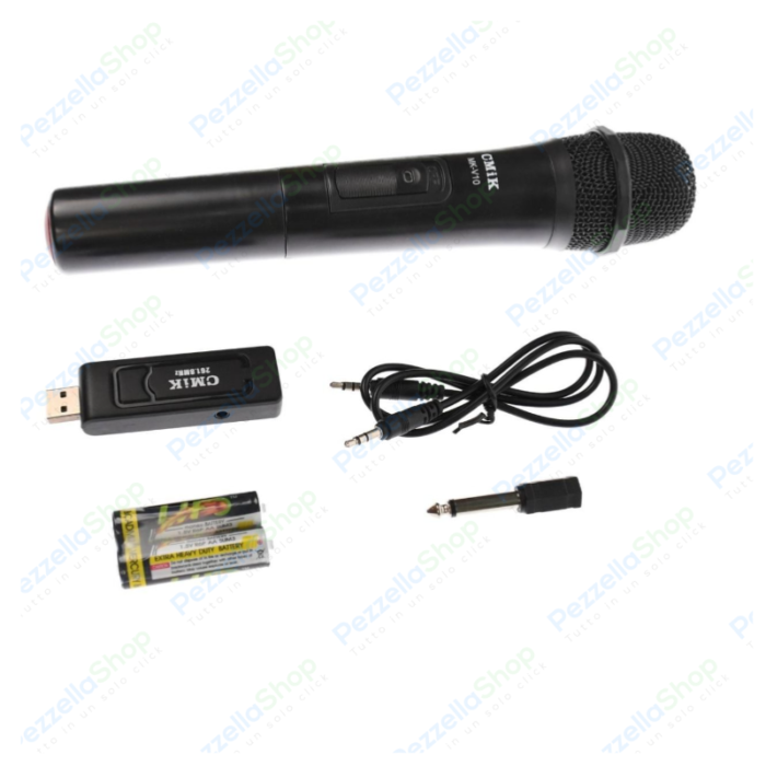 Microfono 2 in 1 - Senza Fili Wireless o con Filo, Ricevitore USB Professionale