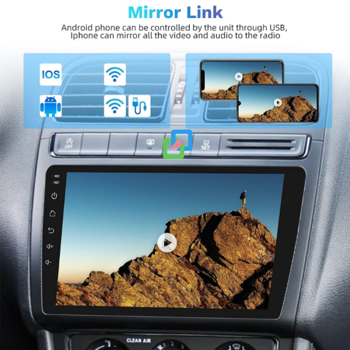 Autoradio 9 Pollici Android GPS Touch Screen 2 Din Bluetooth Navigazione GPS WiFi Mirror Link Radio FM RDS