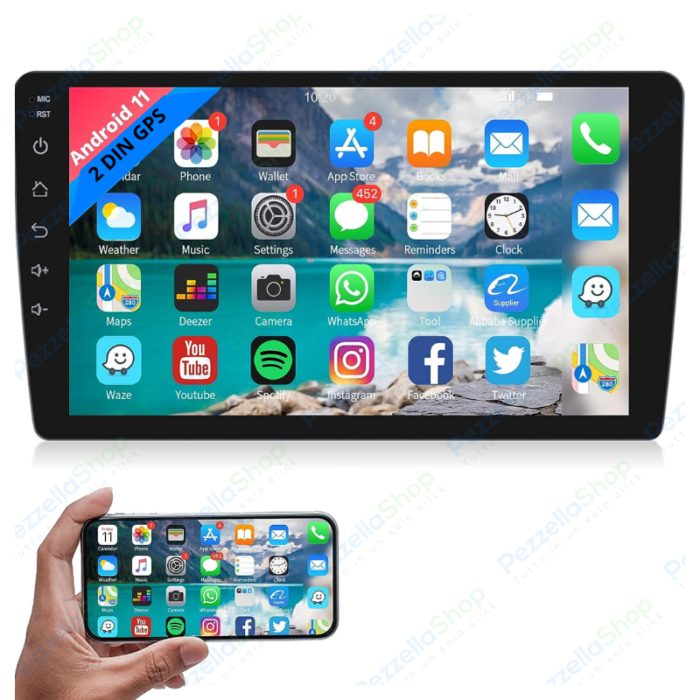 Autoradio 9 Pollici Android GPS Touch Screen 2 Din Bluetooth Navigazione GPS WiFi Mirror Link Radio FM RDS