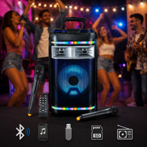 Cassa Karaoke 10000W Bluetooth 2 Microfoni Wireless USB Amplificata Cassa Karaoke 10000W Bluetooth 2 Microfoni Wireless USB Amplificata