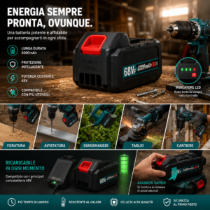 Batteria Ricambio 68V a Litio per Motosega, Smerigliatrice, Forbici Elettriche Batteria Ricambio 68V a Litio per Motosega, Smerigliatrice, Forbici Elettriche