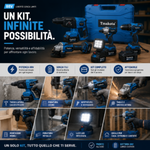 Kit 5in1 88V Trapano Avvitatore Smerigliatrice Martello Torcia Valigetta Kit 5in1 88V Trapano Avvitatore Smerigliatrice Martello Torcia Valigetta
