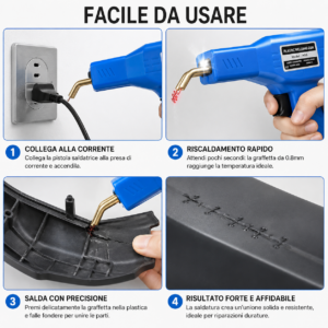 Kit Pistola Saldatrice Saldatura 50W Plastica Riparazione Paraurti Auto 200pz Kit Pistola Saldatrice Saldatura 50W Plastica Riparazione Paraurti Auto 200pz
