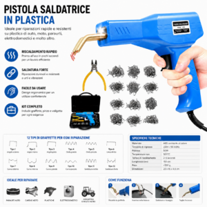 Kit Pistola Saldatrice Saldatura 50W Plastica Riparazione Paraurti Auto 200pz Kit Pistola Saldatrice Saldatura 50W Plastica Riparazione Paraurti Auto 200pz