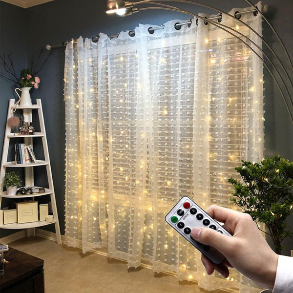 Tenda Luminosa A LED 300 Luci, 3x3 M, USB, IP65, Telecomando, 8 Modi, Blu – Per Camera, Giardino, Matrimonio