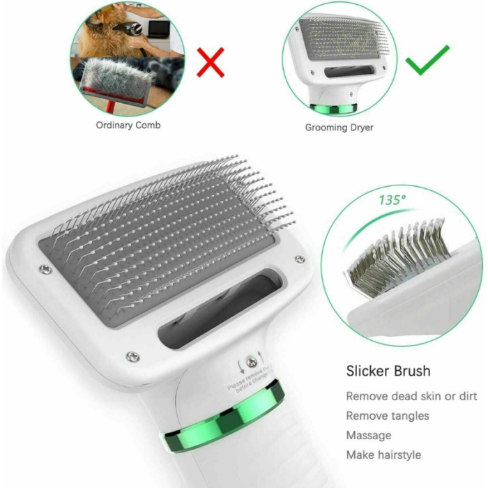 Spazzola Phon 2 in 1 Animali Domestici Asciuga e Pettina Peli - Rumore Basso 2 Velocità
