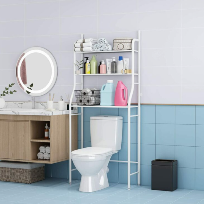 Scaffale Salvaspazio da Bagno per WC con 3 Mensole Mobiletto Portaoggetti