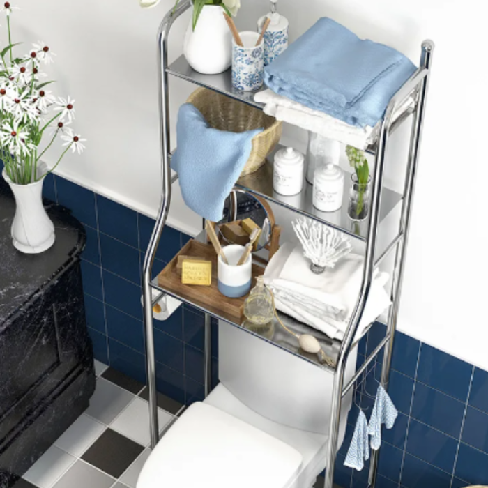 Scaffale Salvaspazio da Bagno per WC con 3 Mensole Mobiletto Portaoggetti