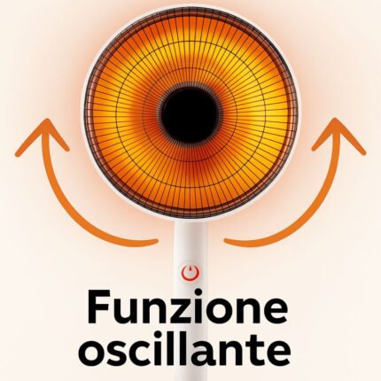 Stufa Parabola Elettrica Carbonio 1000W Oscillante Anti-Ribaltamento Stufa Parabola Elettrica Carbonio 1000W Oscillante Anti-Ribaltamento