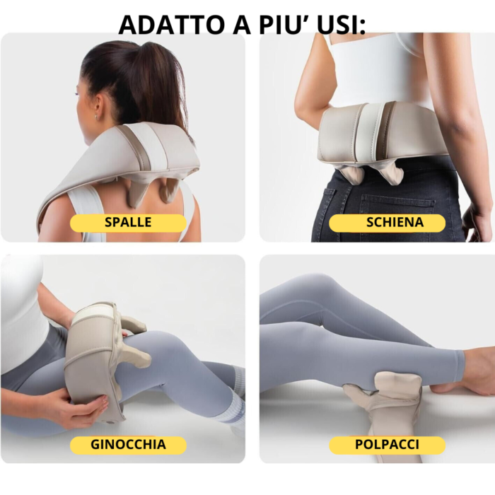 Massaggiatore Cervicale e Spalle Shiatsu – Con Calore 3D, Valvole Rotanti per Schiena, Gambe e Glutei