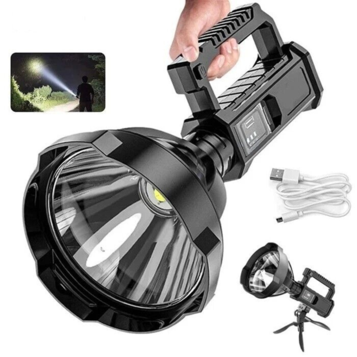 Torcia 150W Luce Bianca Lampada a Raggio Lungo 500m USB con Accessori