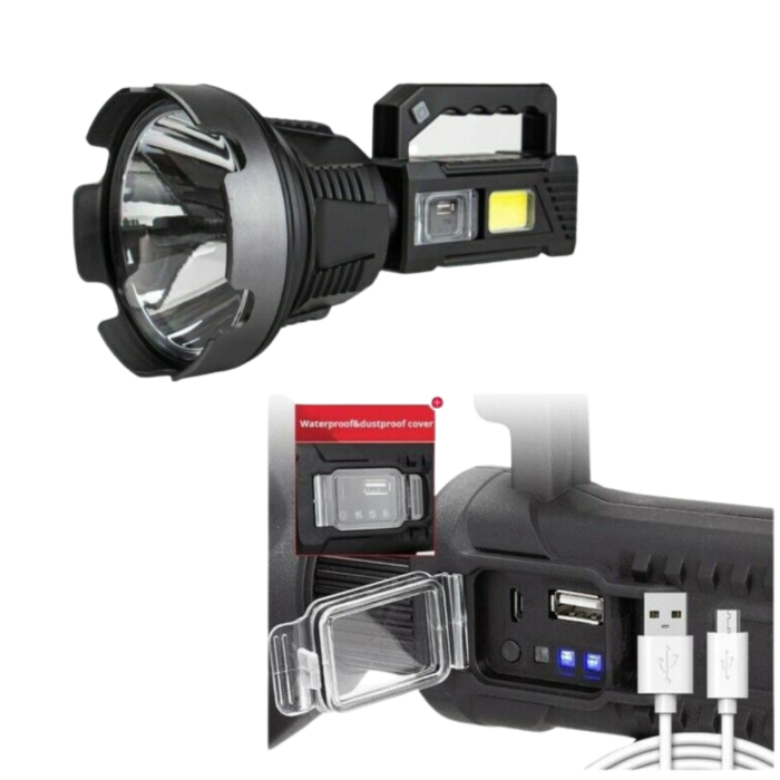 Torcia 150W Luce Bianca Lampada a Raggio Lungo 500m USB con Accessori