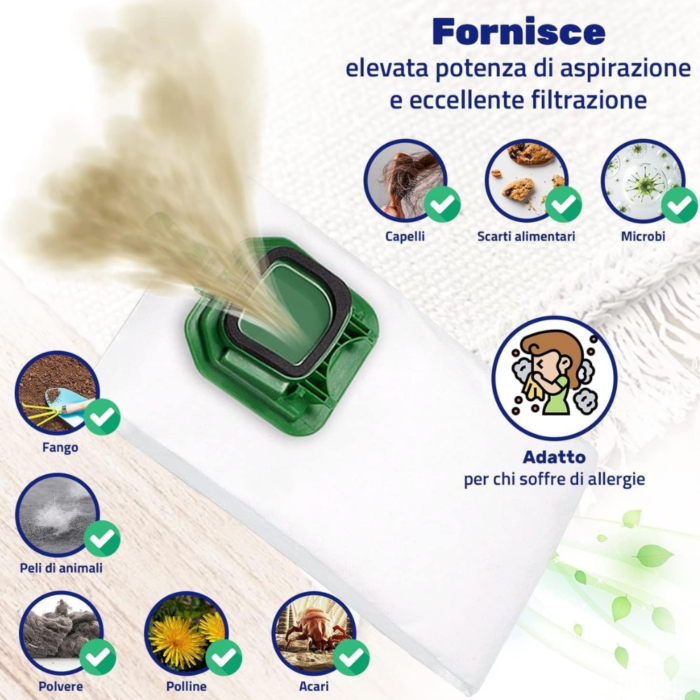 Kit 6 Sacchetti per Aspirapolvere Folletto VK140 - VK150 | Ricambio Compatibile Top Quality