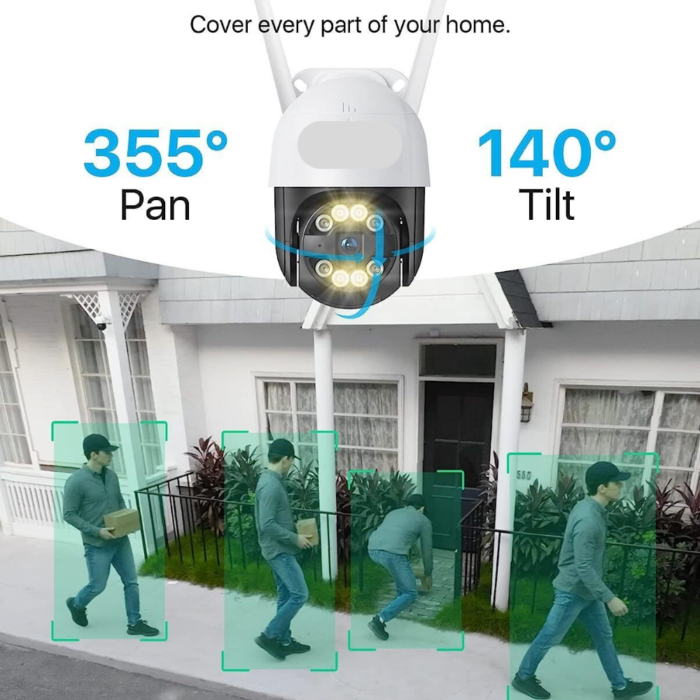 Kit 8 Telecamere Wi-Fi Motorizzate 360°| Videosorveglianza Infrarossi Audio