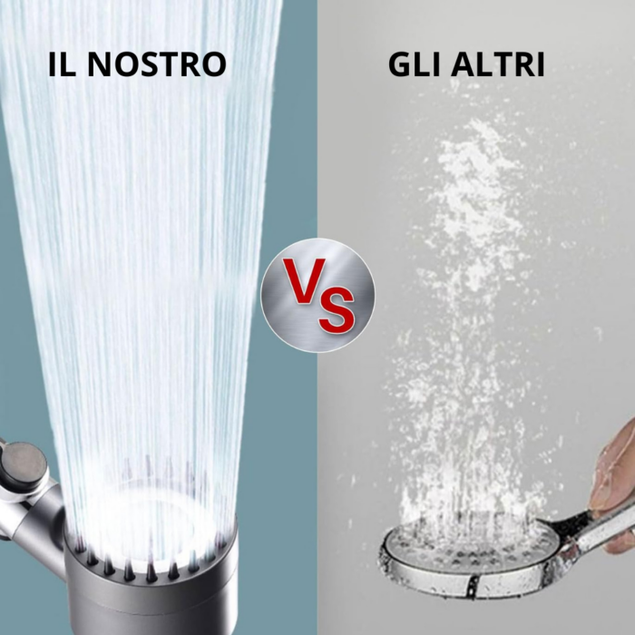 Soffione Doccia Getto Pressurizzato 3 Modalità Regolabili, Massaggiante Pelle e Cuoio Capelluto