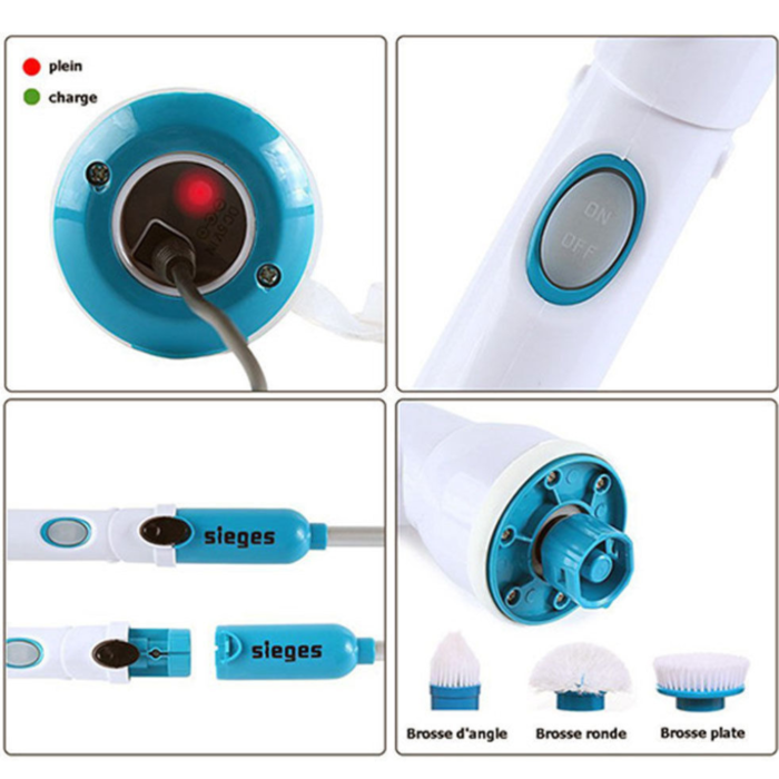 Spazzola Rotante 4 in 1 Scrubber a Batteria 26V Diverse Altezze per Pulizia Profonda Pavimenti, Pareti