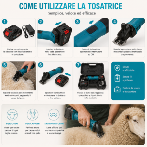Tosatrice 68V Doppia Batteria 800-1500W Professionale Ovini Tosapecora Tosatrice 68V Doppia Batteria 800-1500W Professionale Ovini Tosapecora