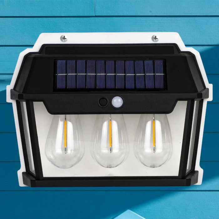 Appliques Solari 3 Lampadine LED Lampada da Parete Sensore Crepuscolare e Movimento Luce Calda