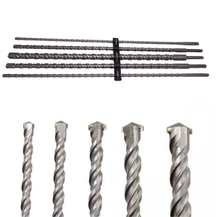 Set 5 Pz Punte Trapano SDS Plus Widia Cemento Pietra 10-12-16-20-24x600mm