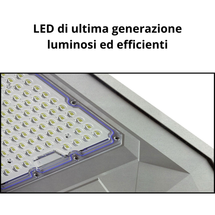 Lampione Stradale 800W a Ricarica Solare, Pannello Crepuscolare IP67 Luce Bianca Fredda per Esterni