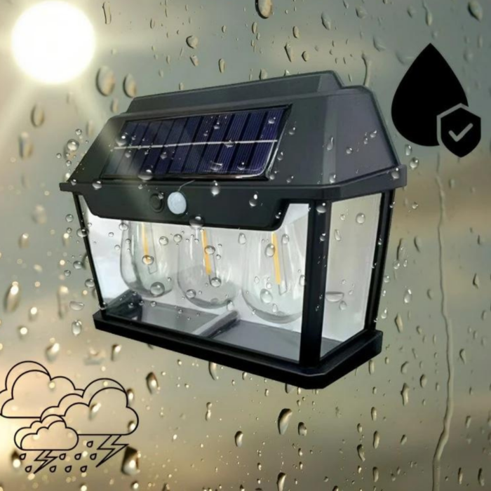 Appliques Solari 3 Lampadine LED Lampada da Parete Sensore Crepuscolare e Movimento Luce Calda