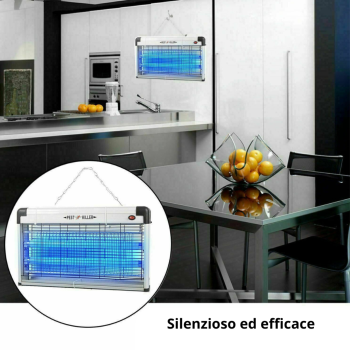 Zanzariera Elettrica Lampada 2 Tubi Luminosi UV per Insetti con Catena, Casa e Giardino