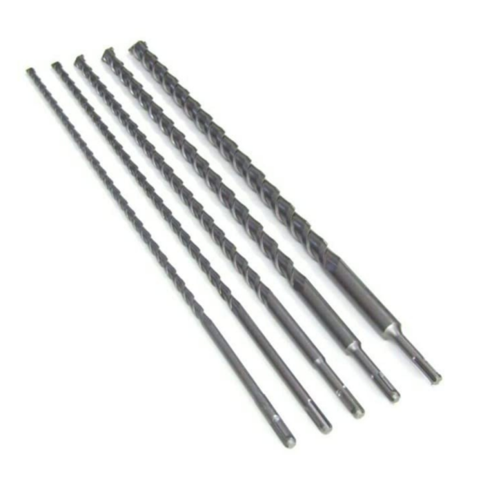 Set 5 Pz Punte Trapano SDS Plus Widia Cemento Pietra 10-12-16-20-24x600mm
