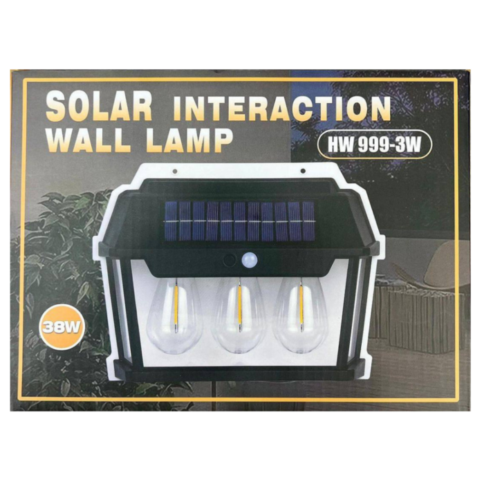 Appliques Solari 3 Lampadine LED Lampada da Parete Sensore Crepuscolare e Movimento Luce Calda