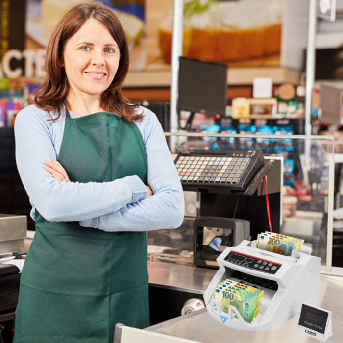 Conta Banconote Professionale Rilevatore Soldi Falsi, Bill Counter Display LED 1000 Banconote/Minuto