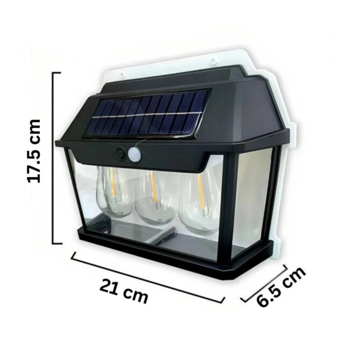 Appliques Solari 3 Lampadine LED Lampada da Parete Sensore Crepuscolare e Movimento Luce Calda